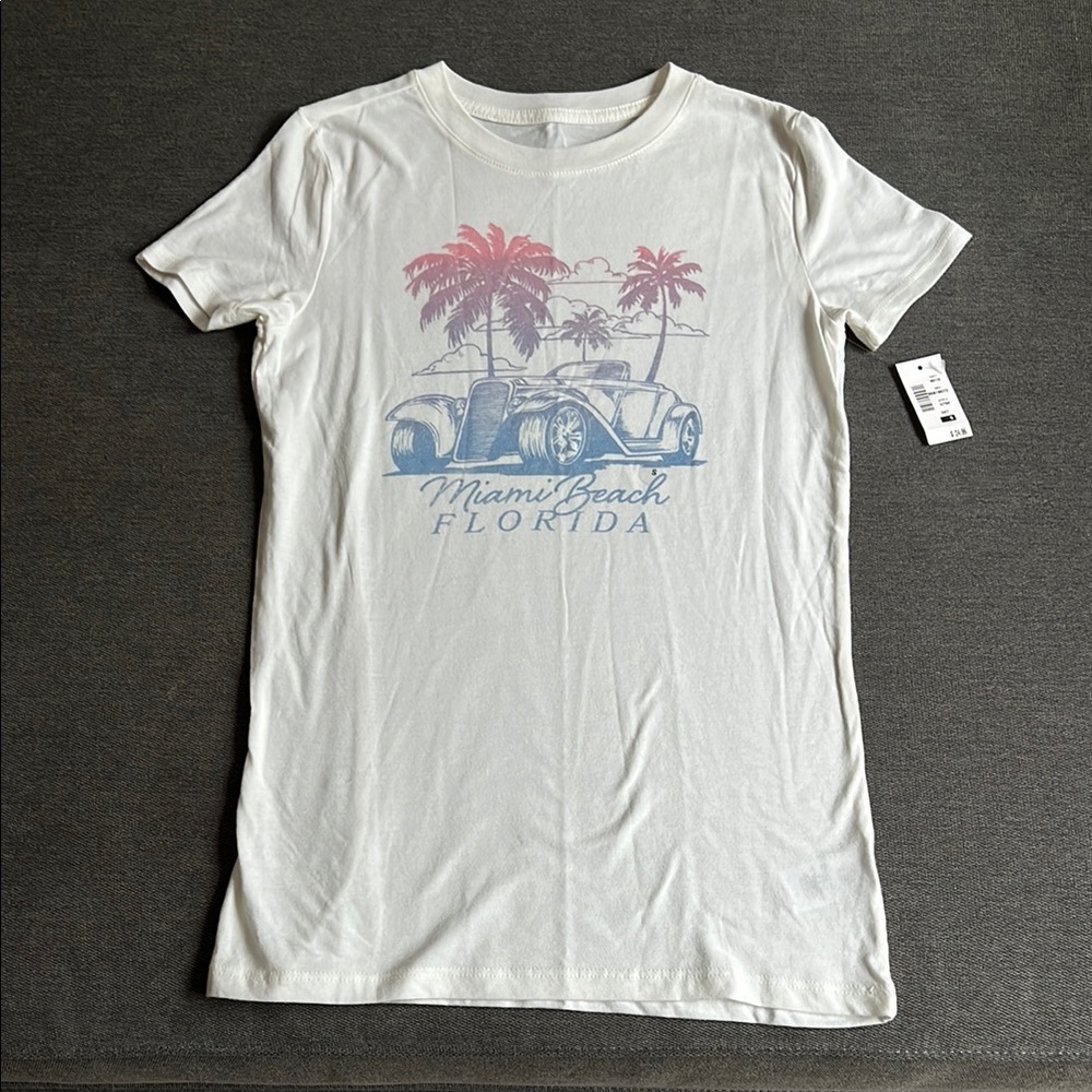 White Miami Beach Florida Graphic T-Shirt